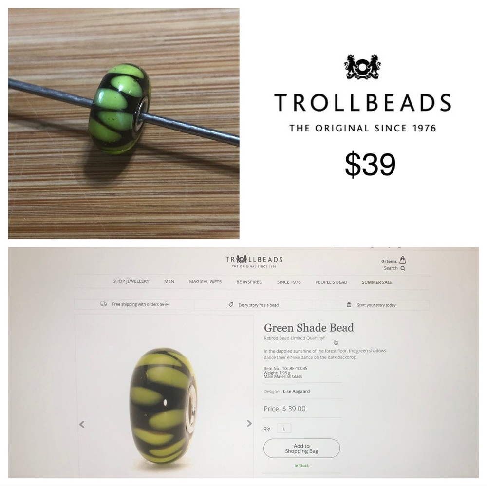Trollbeads - Green Shade Bead